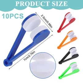 10PCS Mini Eyeglass Microfiber Cleaner, Sun Glasses Cleaner Microfiber Cleaning Clip, Soft Brush Cleaning Tool, Glasses Accessories, 5colors.