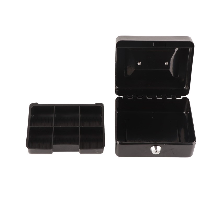 Metal Cash Box 6 Compartments High Safety Money Box with