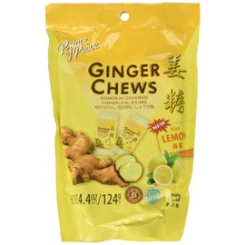 5 Packs of Prince of Peace 100 Percent Natural Ginger Candy Chews (Lemon, 4 Ounce)