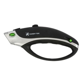 Restaurantware-Handy Tek Quick Change Blade Razor Knife, 1 Retractable Carpet Cutter - Includes 4 Sharp Blades, 19mm Wide, Black Zinc Utility Knife, With 4-Position Locking, Soft Grip