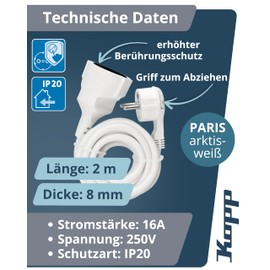 Kopp 143502087 Extension with Schuko Plug, white, 143502087