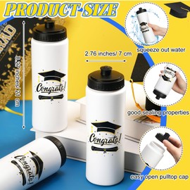 Sliner 12 Pcs Graduation Sports Water Bottles Bulk 20 oz Reusable Squeeze Water Bottles with No Leak Cap Congrats Plastic Gym for Quick and Easy Hydration