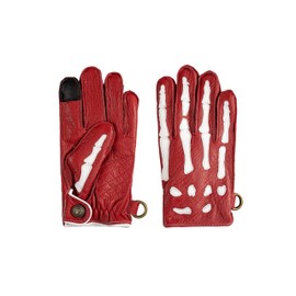 NappaNovum Deerskin Leather Non-Slip Skeleton Motorcycle Warm Lining Winter Gloves for Men,Joker Gloves for Cycling and Riding