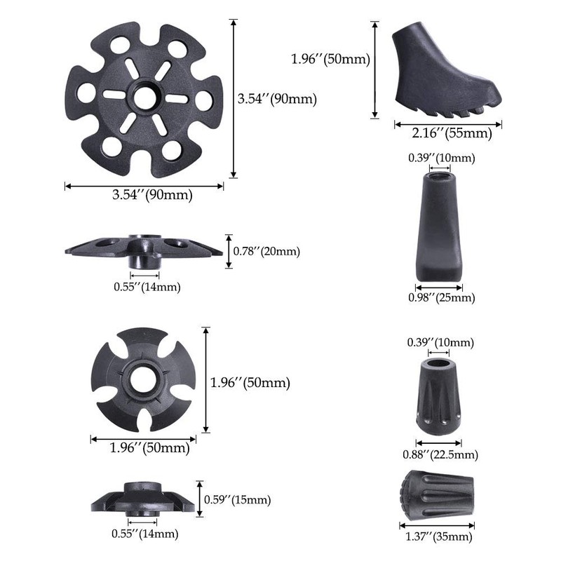 TheFitLife Trekking Poles Tip Set, Pole Tip Protectors Fits Most