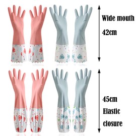 JYJLLM Velvet lining Marigold Gloves Medium for，washing up gloves large，kitchen gloves for washing dishes，Applicable to kitchen Premium Rubber Gloves for Work (1, Blue beam opening)