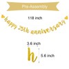XIAOLUOLY Gold Glitter Happy 25th Anniversary Banner,Pre-Strung,Party Decorations Bunting Sign
