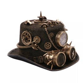 GIFTSHOP101 Antique Gold Steampunk Time Traveler Top Hat with Lightning Goggles