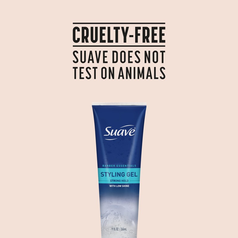 Suave Hair Gel Barber Essentials Styling Gel for Men, Strong