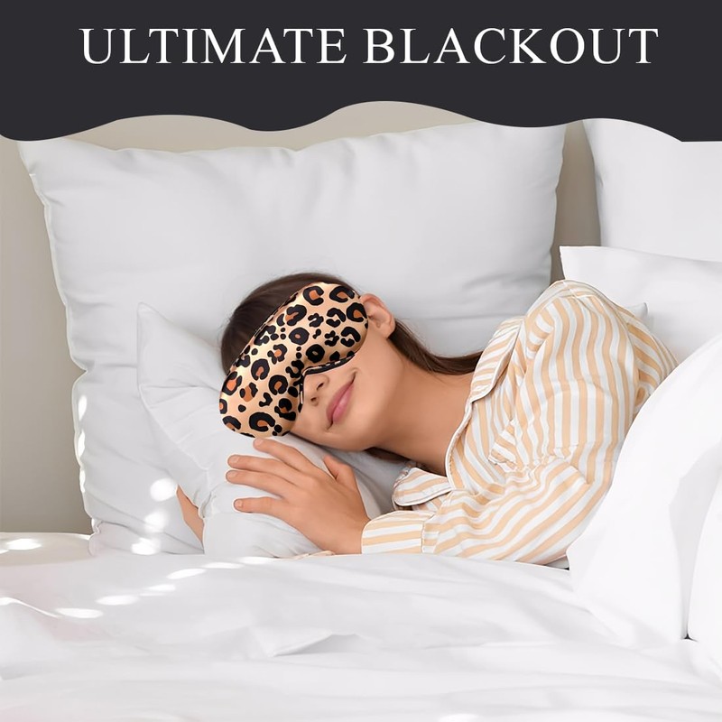 Pack of 2 Mulberry Silk Sleeping Mask, Leopard Silk Sleep
