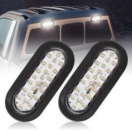 Oyviny 6 Inch Oval White LED Trailer Tail Lights with 24LEDs Super Bright Oval 6" Reverse/Backup Tail Lights with Flush Mount Grommets DOT SAE Certified for RV Truck, Bus, Trucks, 2PCS