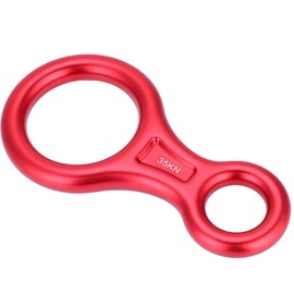 Tbest Climbing 8 Ring Terminal 8 Descender, 35KN Heavy Duty Climb Aluminum Figure 8 Descender Rigging Plate, Outdoor Rappel Rock Climbing Rescue Gear Downhill Ring Equipment Belay Device(Red)