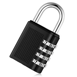 KYLOS Padlock Combination Locker Gym 4 Digit Combination Code Lock Padlock Combination Lock Number Lock Weatherproof for Cellar Door Garden Fences (Black)