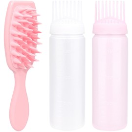 Hair Oil Applicator, Pack of 2 Applicator Bottle Hair, Hair Oiling Applicator, Root Comb Applicator, Hair Dye Comb with Head Massage Brush