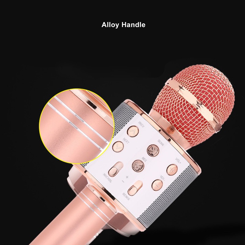Kids Singing Microphone Portable Handheld Wireless Bluetooth Condenser Mic Speaker
