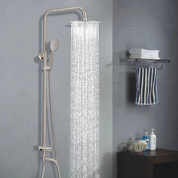 Unbranded Shower System Set Rainfall Spout Round Head with Wall
