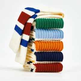 Striped Socks for Women Vintage Cotton Crew Socks Women Athletic Calf Socks Casual Retro 6pack-1 One Size