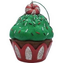 JILLSON & ROBERTS Green Peppermint Top Cupcake Christmas Tree Ornament