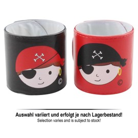 com-four® 6 x Snap Bracelets Pirate - Party Bags for 6 Children - Giveaways at Children's Birthday - Goodies for Pirate Party - Snap Bracelet - Strike Bracelet [Selection Varies] (Set 01 - 6 Pieces)