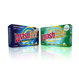 WashEZE Hojas de detergente 3 en 1, 10 unidades, sin aroma, paquetes individuales portátiles para un fácil ahorro de espacio de viaje, detergente todo en uno, antimanchas, suavizante de tela y protector estático