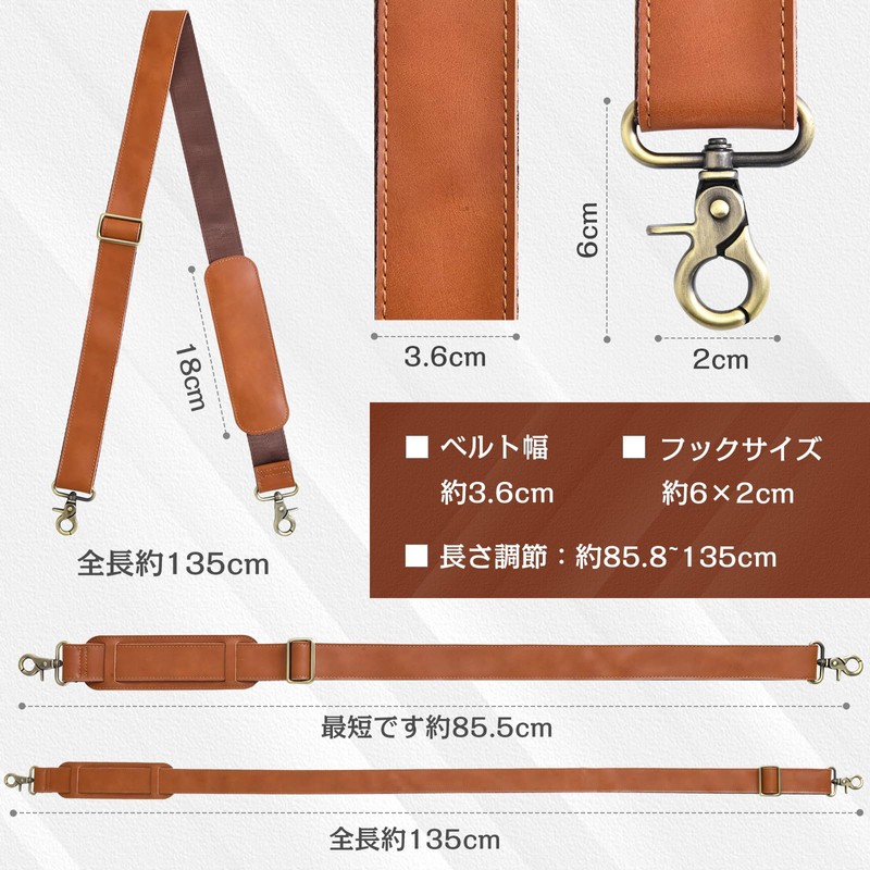 oyaka Men's Genuine Leather Replacement Shoulder Strap for Shoulder Bags,