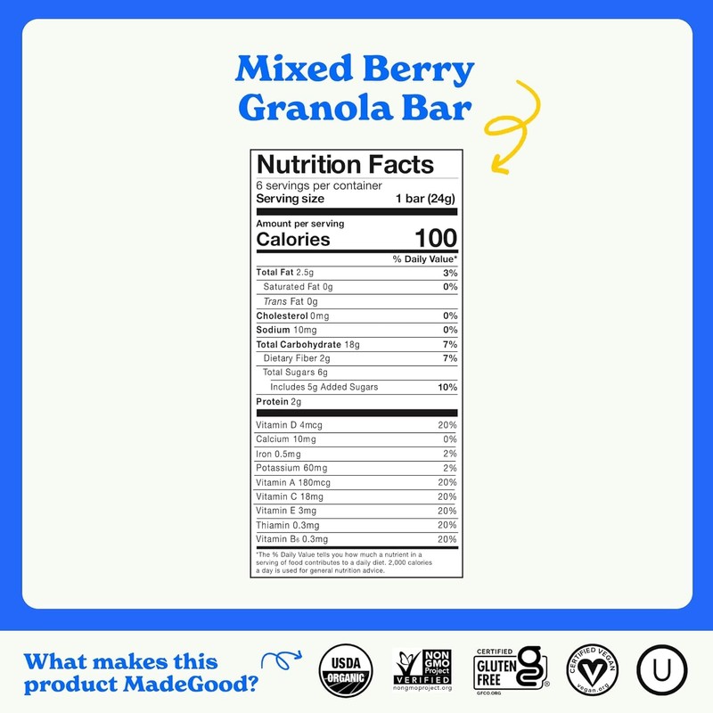 MadGood Granola Mixed Berry Bars, 5.1 oz.