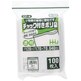 CF4 Zipper Plastic Bags, 4.7 x 6.7 inches (12 x 17 cm), 0.04 mm, Thick, 100 Bags