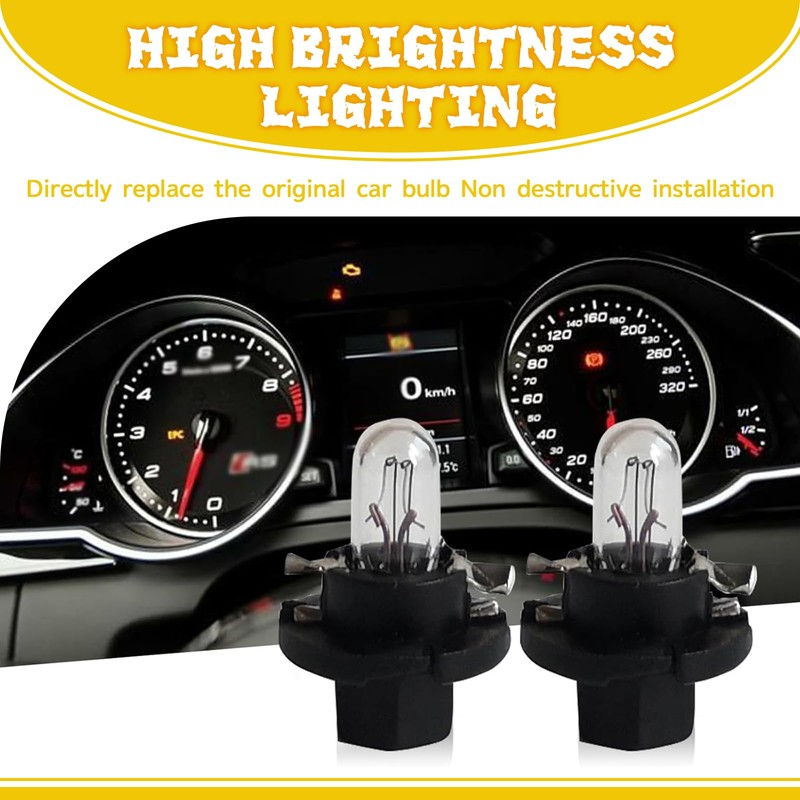 DACIRTY Pack-5 T5 Dashboard Light, DB501 BX8.4d 12V 1.2W High