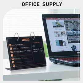 Desktop Glass Dry Erase & Acrylic Aesthetic Desk Calendar Weekly to-do List Combo, Small Magnetic Standing Whiteboard, Desk Flip Easel Calendar with Accessories for Home Office Supply, Black, 9 x 7''