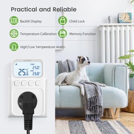 Inkbird ITC-C226T Thermostat Socket with 16 A, Temperature Controller with Timer Heating Cooling for Fridge, Reptile, Greenhouse