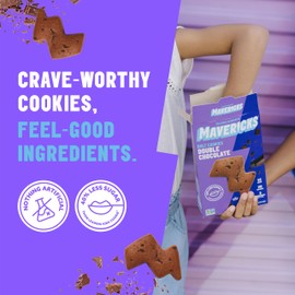Mavericks Double Chocolate Bolt Cookies - Healthy Cookies, Dairy Free Cookies, Vegan Friendly Chocolate Chip Cookies, Plant Based Chocolate Snack for Kids, Nut Free, 40% Less Sugar - 7oz Box (3 Pack)