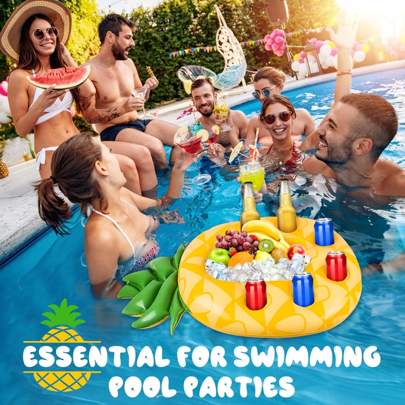 dellyy Pineapple Inflatable Drink Holder, Pool 2-in-1 Drinks and Snack