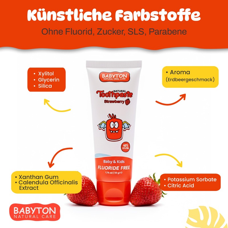 Babyton Natural Toothpaste - Tropical Flavour, Safe for Babies and