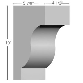 Ekena Millwork COR04X06X10TR 4 1/2-Inch W x 5 7/8-Inch D x 10-Inch H Traditional Corbel , White