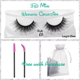 Aliya Ryan NIB Weekend 3D Luxury Faux Mink Strip False Lashes Med Length 15 mm style 30