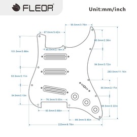 FLEOR 11-Hole SSS Prewired Loaded Pickguard with Alnico 5 Dual Hot Rail High Output Pickups Set for ST SSS Style Guitar White Pearl