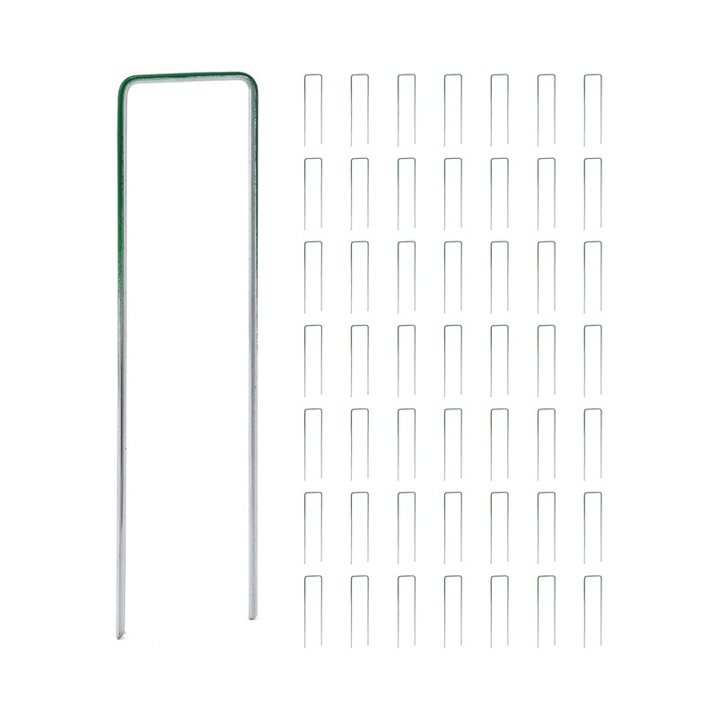 QWORK® Pack of 50 Ground Anchors, Half Green, 150 mm