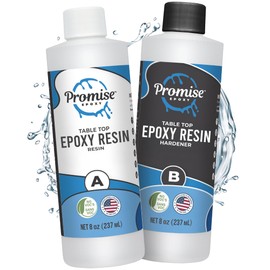 Promise Epoxy Epoxy Resin Kit 16 Oz-Crystal Clear, UV Resistant, Self Leveling, Food Safe for Table Top, Arts & Crafts, Wood Casting, Jewelry Making, Use with Mica Powder, Silicone Molds, Alcohol Ink