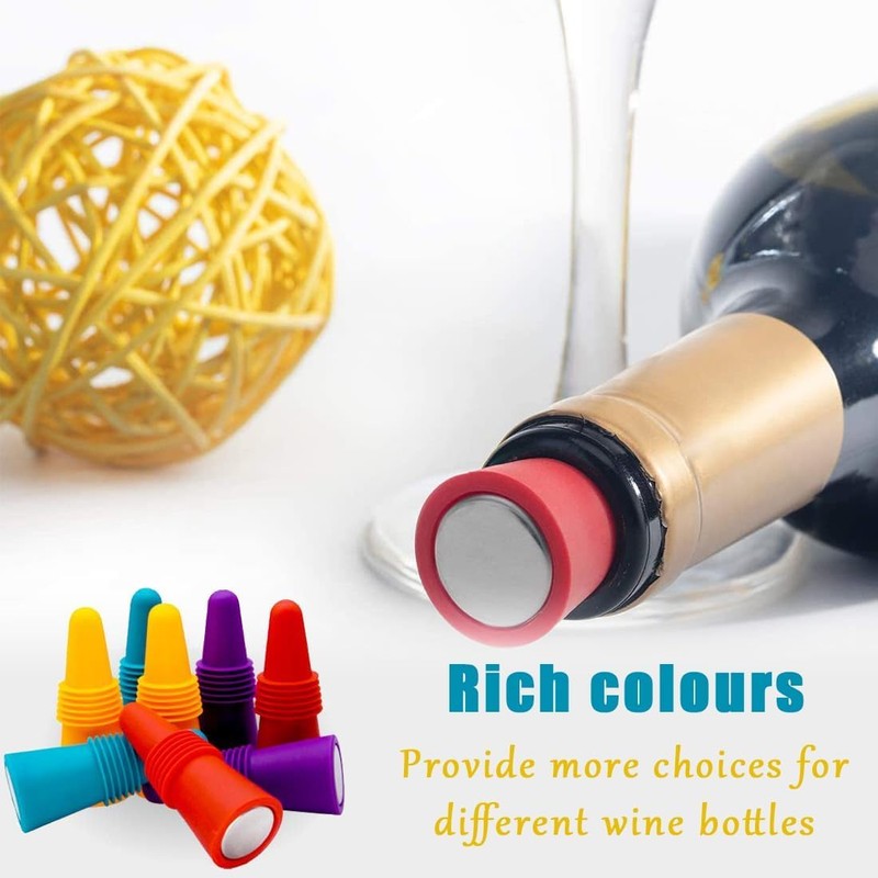 Wine Stoppers – 6 Pack Silicone Wine Bottle Stoppers with