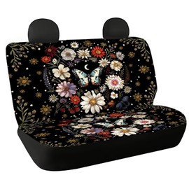 Binienty Daisy Flower Butterfly Rear Bench Back Seat Cover for Car,Aesthetic Car Accessories 2 Pack Backseat Protector Scratch Proof Dust Proof Anti Slip Automotive Seat Accessory