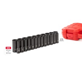 TEKTON 1/2 Inch Drive Deep 6-Point Impact Socket Set, 23-Piece (10-32 mm) | SID92330