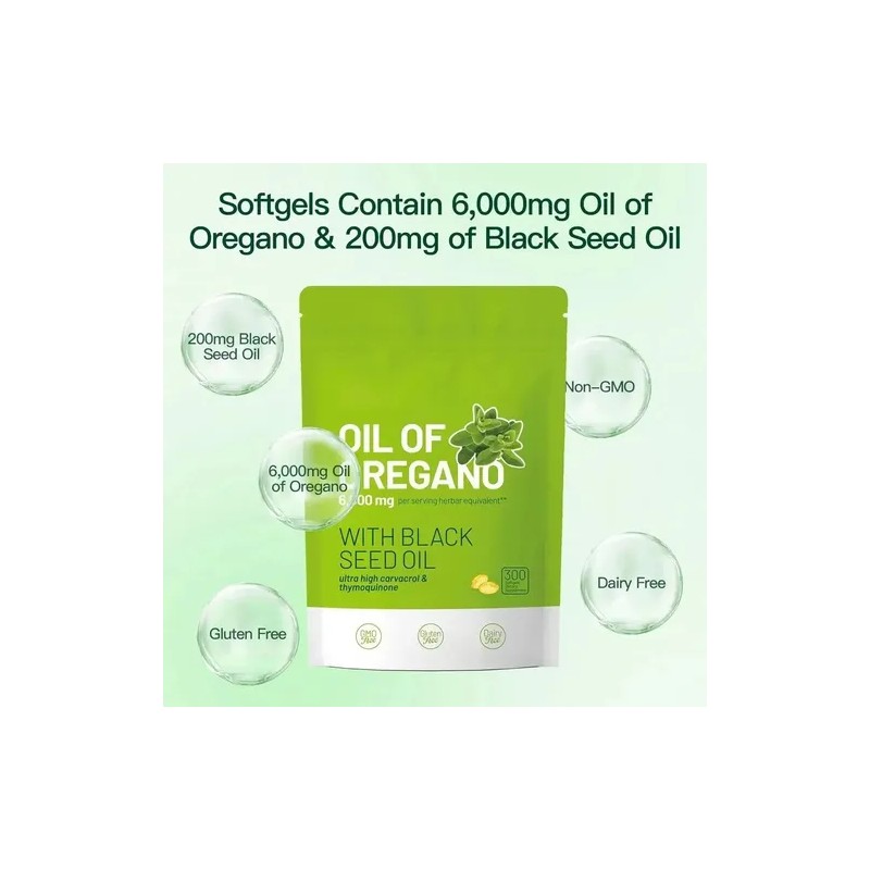 Aceite De Orégano 6000mg 300 Cápsulas Sin Sabor