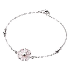 Franki Baker Delicate Daisy Flower Bracelet Pink Rose Quartz Crystal on 925 Sterling Silver. Chain: 18cm. Flower Size:1.5cm. Comes in Pretty Box.