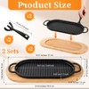 Yiyiring 2 Sets Cast Iron Fajita Skillet Pan Set Sizzling