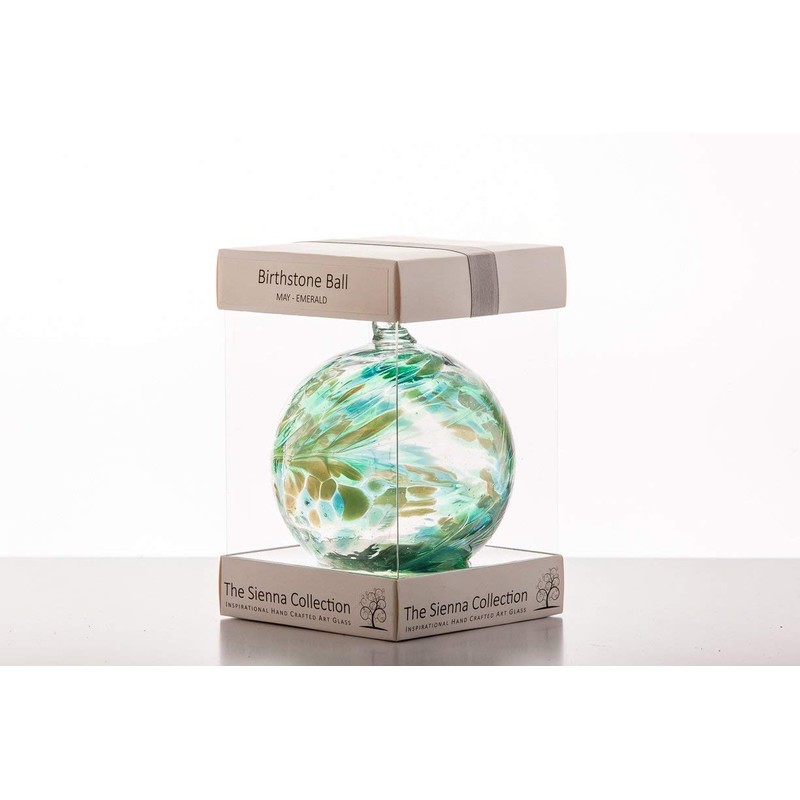 Sienna Glass May Birthstone Glass Friendship Ball-Emerald, 11 x 11