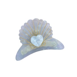 Shell with Heart Claw Clip,Small Hair Clip for Women,Acetate Hair Clip,Small Hair Clip,Blue