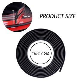 19MM x 16.4FT T-Shape Car Sunroof Seal Rubber Edge Trim,Cuttable Automotive Weather Stripping with Self Adhesive for Windshield,Universal Rubber Seal Strip for Car Truck SUV (19mm*16.4ft)