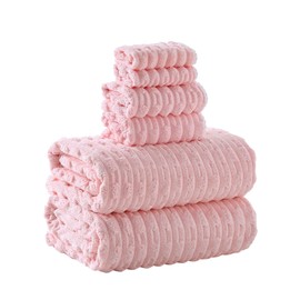 ANKING 40x80 Inches Oversized Bath Sheets Extra Large Bath Towels Set of 6 for Adults Super Soft Quick Dry Lightweight Lint Free Absorbent Stripe Microfiber Shower Towels (Pink 6 Piece)