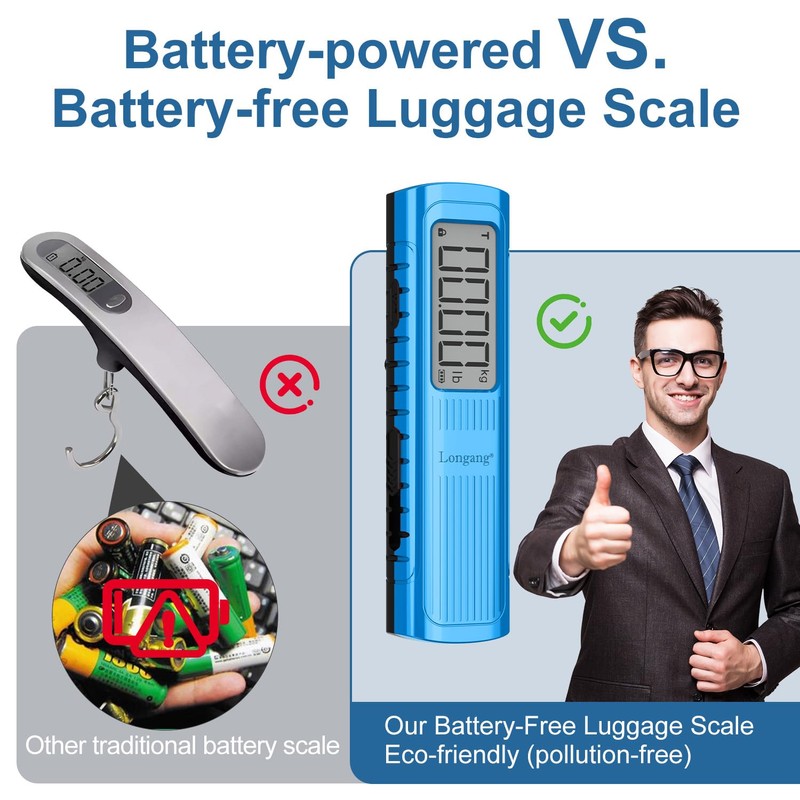 Battery-Free Digital Luggage Scale, 110lbs/50kg Portable Handheld Hanging Scale for