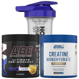 Applied Nutrition Applied Nutrition Bundle ABE Pre Workout 375g + Creatine 250g + 700ml Protein Shaker | All Black Everything Pre Workout Powder, Energy & Performance with Creatine, Beta Alanine (Energy Flavour)