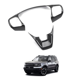 Autorder Custom Fit for Accessories Ford Bronco Sport (CX430) 2021 2022 2023 2024 2025 Carbon Fiber Steering Wheel Panel Trim Cover Automotive Interior Accessories Decoration